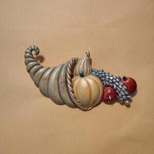 Vintage Brooch - Tora Basket Bag Vegetables Grains Food